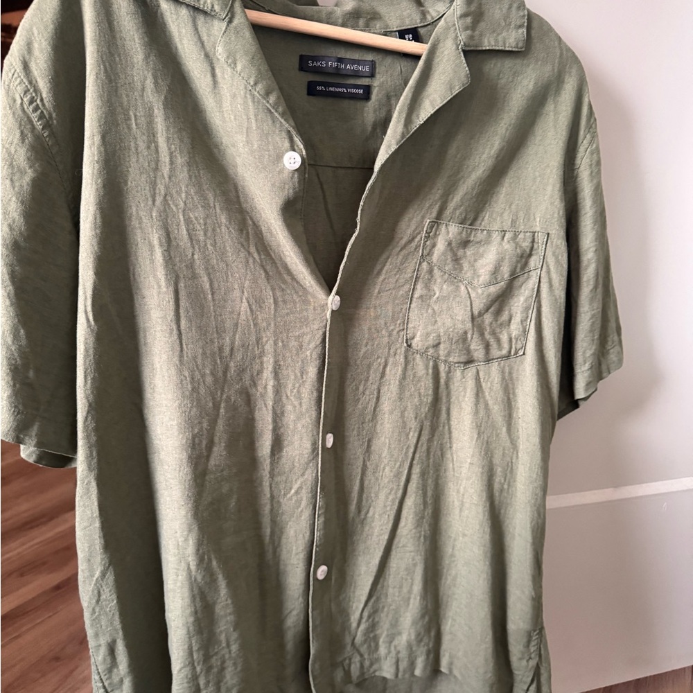 Saks Fifth Avenue Sage Green Casual Shirt